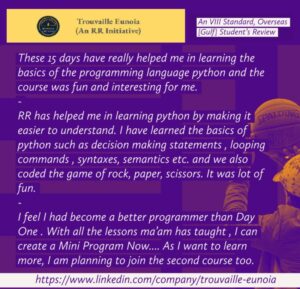 8th Grade Student Feedback oN pYTHON pROGRAMMING