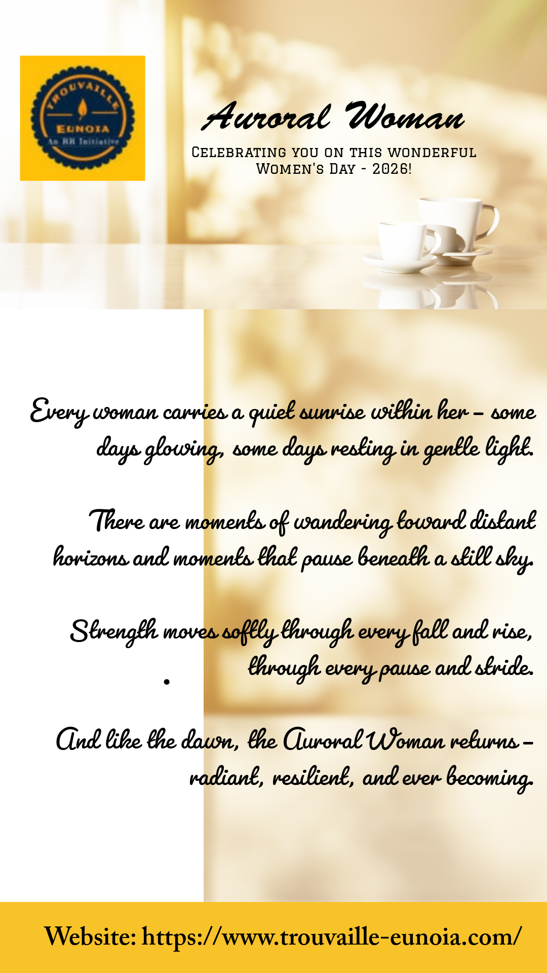 “The Auroral Woman: A Quiet Sunrise Within” Trouvaille Eunoia - An RR Initiative, wishes all a very happy Women's Day #2026